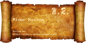 Mider Rozina névjegykártya